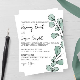Invitation Aquarelle Whimsical Eucalyptus Mariage