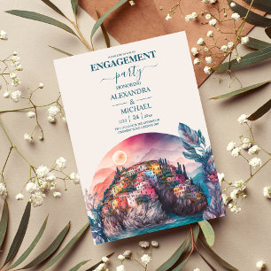 Invitation Aquarelle Whimsical Italien Desitnation Engagemen
