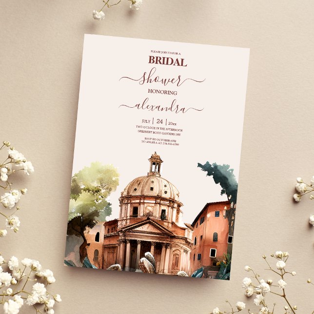 Invitation Aquarelle Whimsical Italien Destination Bridal (Créateur téléchargé)