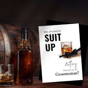Invitation Aquarelle Whiskey Tuxedo Costume Groomsman