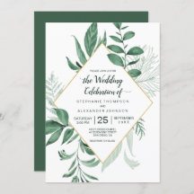 Aquarelle Wild Feuilles Hunter Mariage vert
