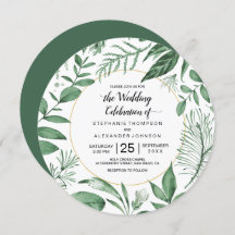 Aquarelle Wild Feuilles Hunter Mariage vert