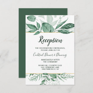 Invitation Aquarelle Wild Feuilles Hunter Mariage vert