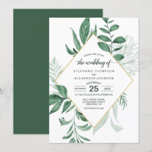 Aquarelle Wild Feuilles Hunter Mariage vert