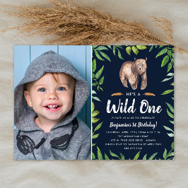 Invitation Aquarelle Wild One | Photo fête d'anniversaire | M