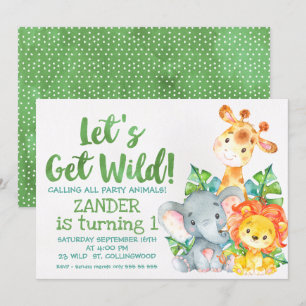 Invitation Aquarelle Wild Safari Animaux Anniversaire Invitat