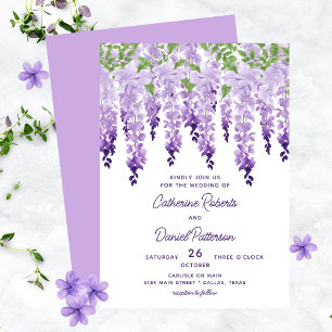 Invitation Aquarelle Wisteria Floral Élégant Mariage moderne