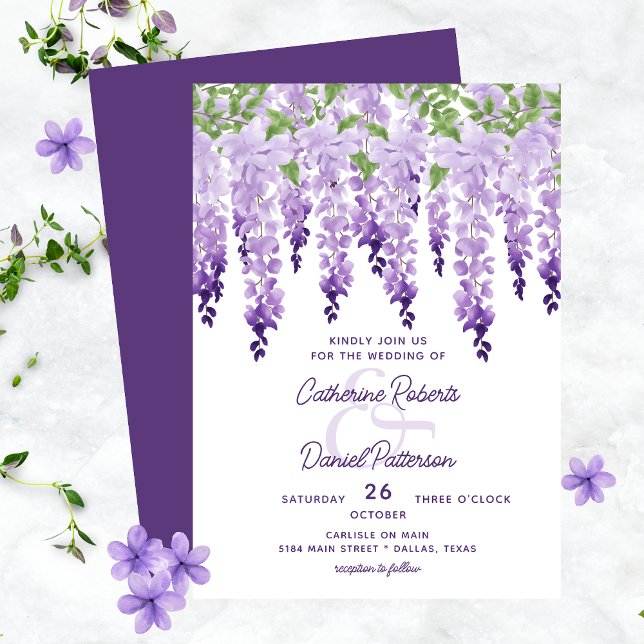 Invitation Aquarelle Wisteria Floral Élégant Mariage moderne (Créateur téléchargé)