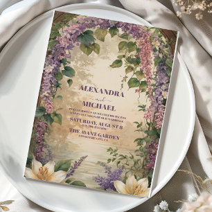 Invitation Aquarelle Wisteria Purple Lilac Mariage Floral