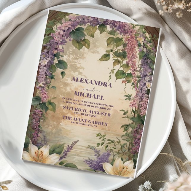 Invitation Aquarelle Wisteria Purple Lilac Mariage Floral (Créateur téléchargé)