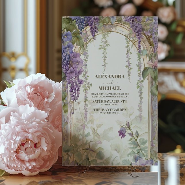 Invitation Aquarelle Wisteria Purple Lilac Mariage Floral (Créateur téléchargé)