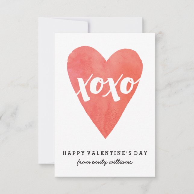 Invitation Aquarelle XOXO Classroom Valentine (Devant)