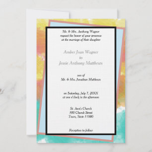 Invitation Aquarelles artistiques géométriques encadrées pour