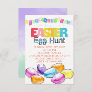 Invitation Aquarelles de chasse à oeuf de pâques