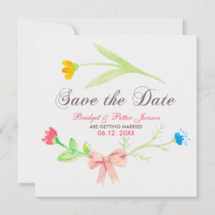 Invitation Aquarelles Fleurs Colorées d'Été - Sauvegarder la