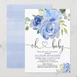 Invitation Aquarelles florales de baby shower de garçon de