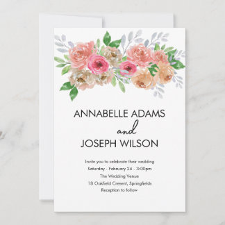 Invitation aquarelles Florales Mariage Botanique Moderne