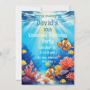 Invitation Aquariums marins sous-marins Océan Nom personnalis