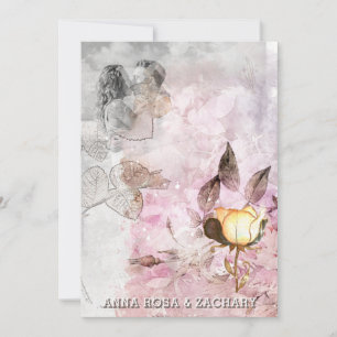 Invitation *~* AR26 Rose 12 QR Victorian RSVP Mariage PHOTO