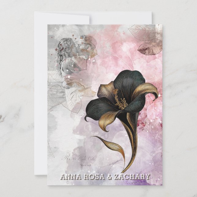 Invitation *~* AR26 Rose 13 QR Victorian RSVP Mariage PHOTO (Devant)