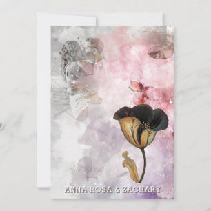 Invitation *~* AR26 Rose 15 QR Victorien RSVP PHOTO Mariage