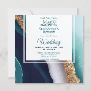 Invitation ~ AR66 RSVP Agate Marbre Or QR Mariage