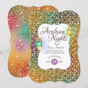 Invitation Arabe Nights Exotic Party Chaînes de lumières Lant