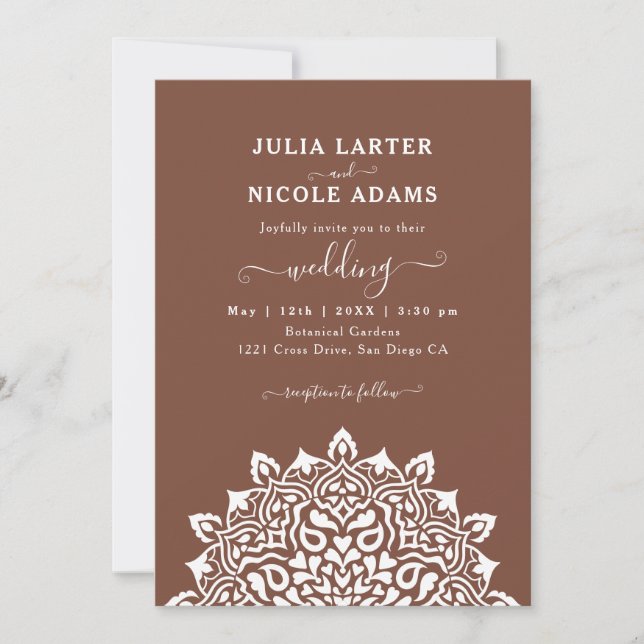 Invitation Arabian Art Nouveau Floral Arch Mandala Wedding (Devant)