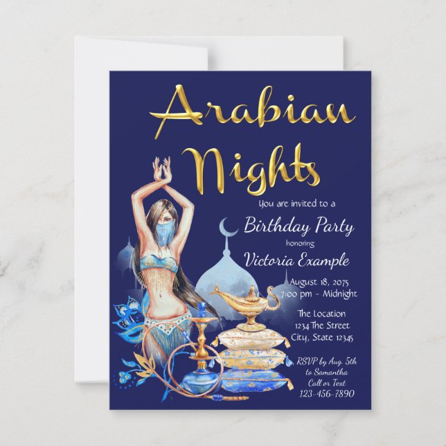 Invitation Arabian Nights N'Importe Quel Nombre Anniversaire  (Devant)