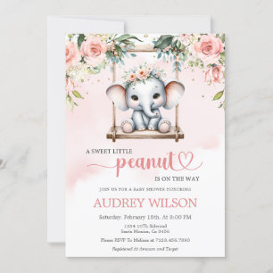 Invitation Arachide Baby shower éléphant est en train de coud