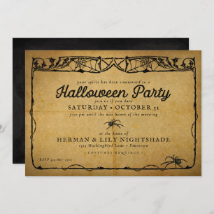 Invitation Araignée d'Halloween Parti gothique Vintage