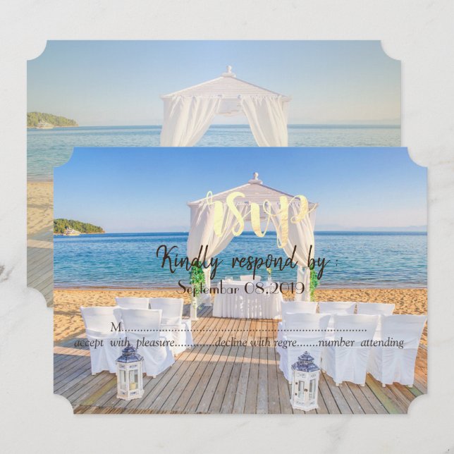 Invitation Arbor Plage Tropicale  RSVP (Devant / Derrière)