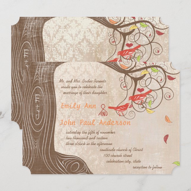 Invitation Arborescence des couleurs d'automne sur l'Invitati (Devant / Derrière)