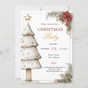 Invitation Arbre à noeud rouge fête de Noël