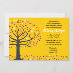 Invitation Arbre abrégé de vie Bat mitzvah de l'or d'invitati