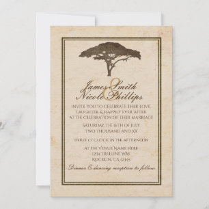 Invitation Arbre d'acacia Safari africain Mariage vintage