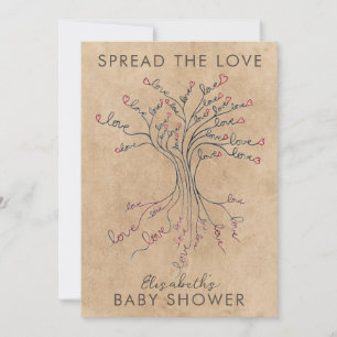 Invitation Arbre de l'amour Sérieux Baby shower personnalisé
