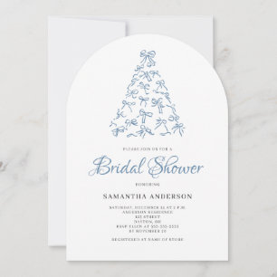 Invitation Arbre de Noël à ruban bleu gribouillé pour enterre