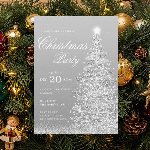 Invitation Arbre de Noël argenté formel pour la fête de Noël