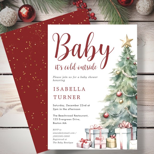 Invitation Arbre de Noël | Baby shower d'hiver (Créateur téléchargé)