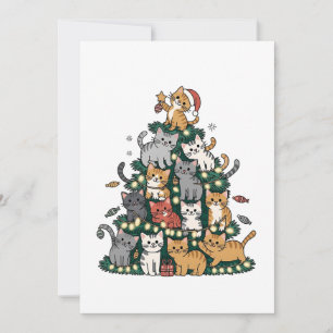Invitation Arbre de Noël Chat Drôle Chaton Animal de Compagni