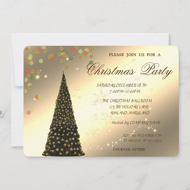 Invitation Arbre de Noël, Confetti, Fête de Noël d'entreprise (Devant)