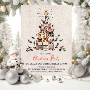 Invitation Arbre de Noël de fête de bouteille de vin