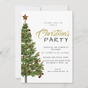 Invitation Arbre de Noël Décoré Moderne Classique Fêtes