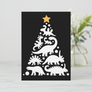 Invitation Arbre de Noël Dino Mignon Drôle de Dinosaure de Fê