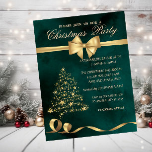 Invitation Arbre de Noël élégant, Arc, Fête de Noël verte