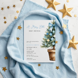Invitation Arbre de Noël en Bow bleu Joyeux petit Baby shower