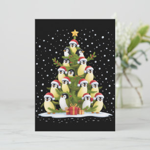 Invitation Arbre de Noël Manchot Mignon Drôle de Fête