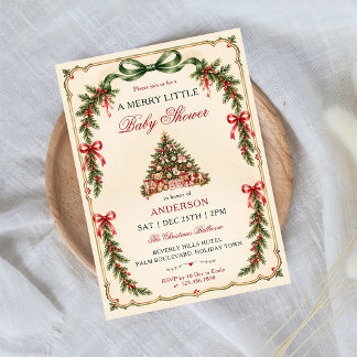 Invitation Arbre de Noël Merry Little Coquette Baby Shower