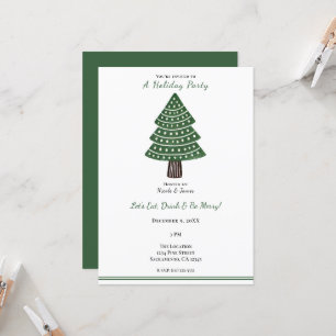 Invitation Arbre de Noël minimaliste tamponné Simple Green Fê